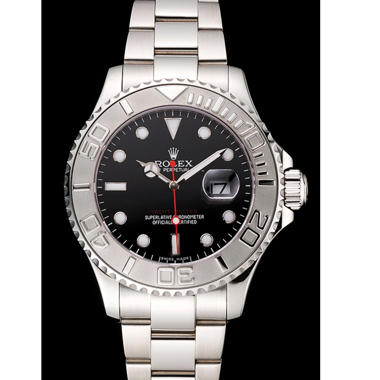 0402 Rolex Yacht-Master Black Dial Stainless Steel Case And Bracelet